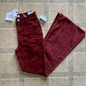 Maroon red bell bottom corduroy jeans